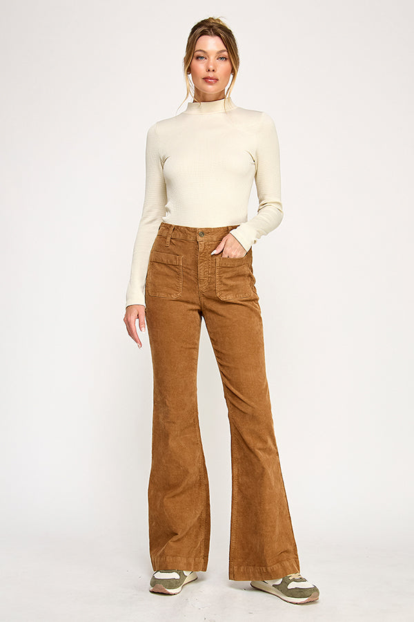HIGH RISE FLARE JEANS IN CAMEL (P-SP-P105CM)