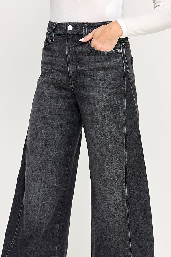HIGH RISE WIDE LEG JEANS IN BLACK (P-SP-P111BK)