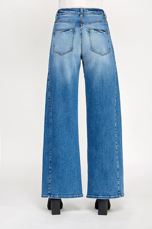 HIGH RISE WIDE LEG JEANS IN MEDIUM (P-SP-P111BL)
