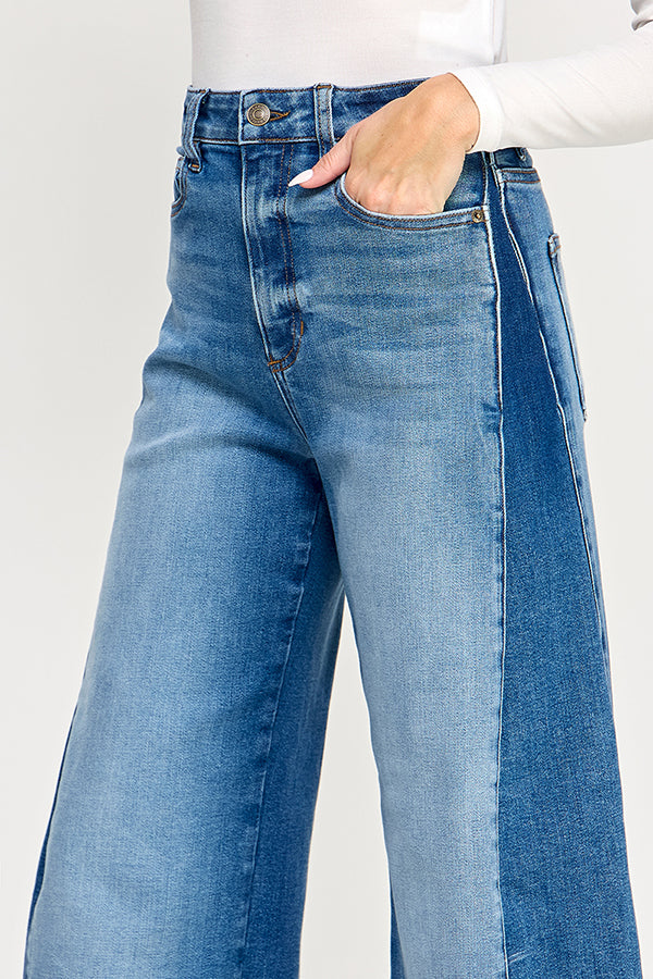 HIGH RISE WIDE LEG JEANS IN MEDIUM (P-SP-P111BL)