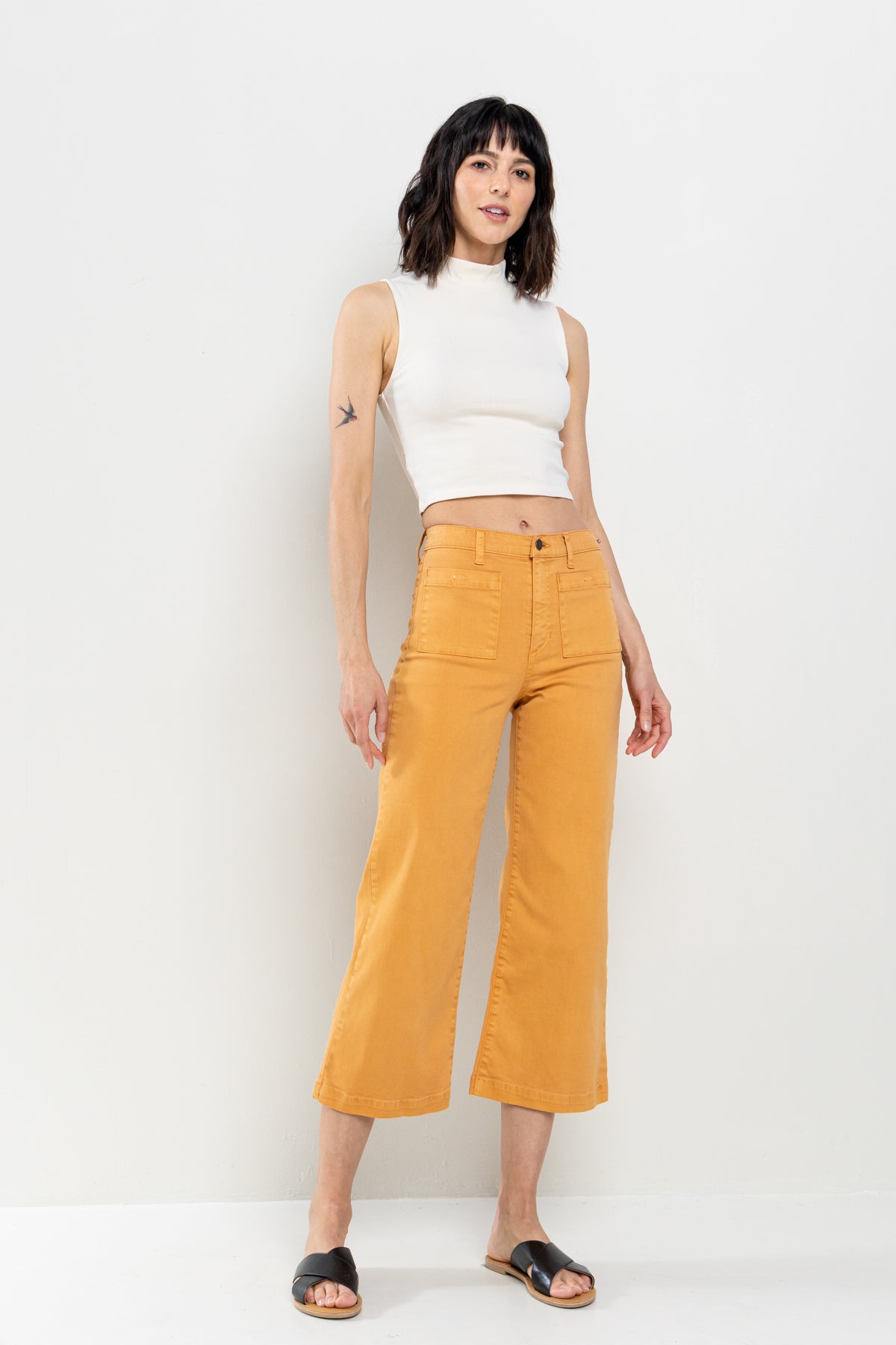 ♡SUPER SALE♡ HIGH RISE CROPPED WIDE LEG JEANS IN INCA GOLD