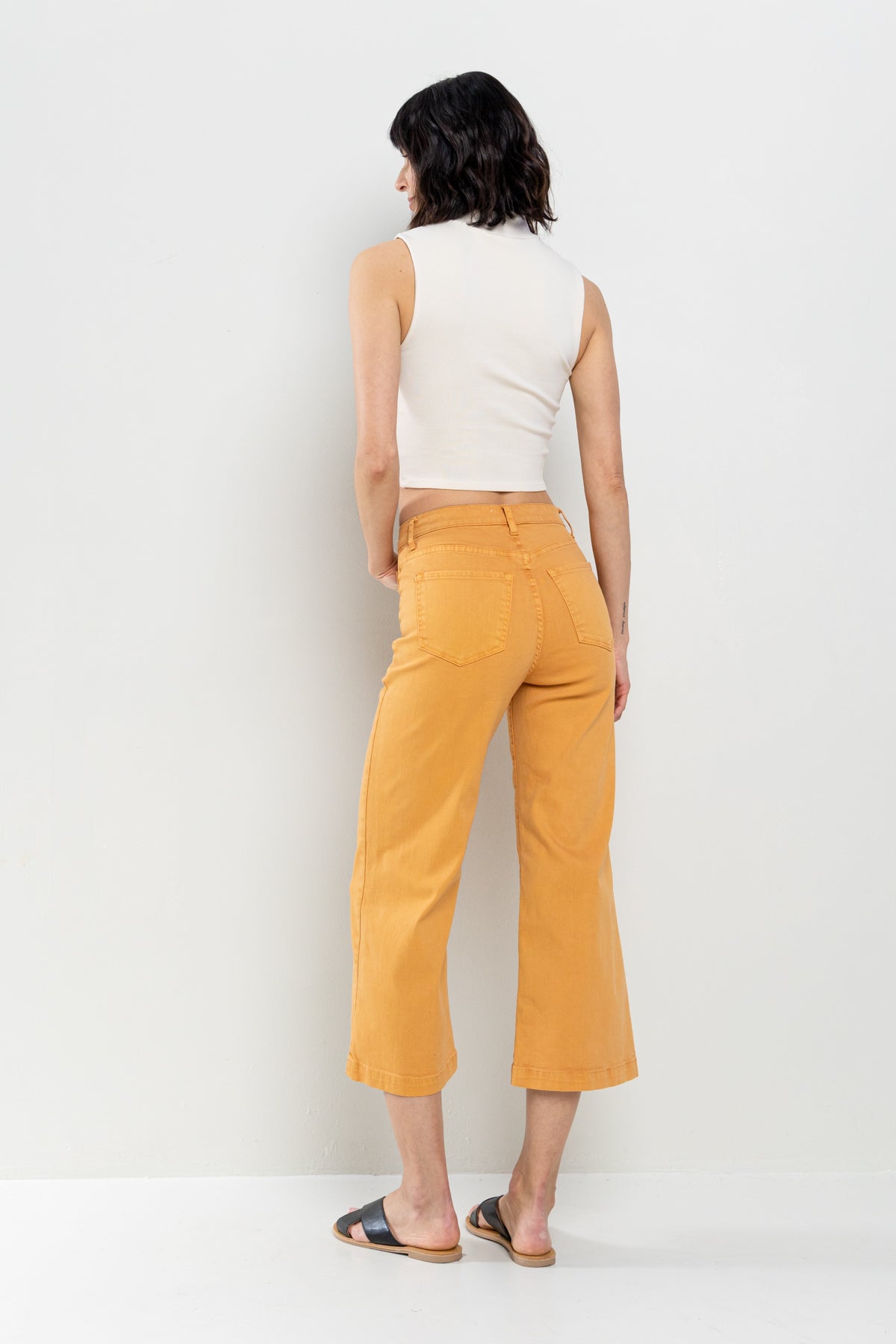 ♡SUPER SALE♡ HIGH RISE CROPPED WIDE LEG JEANS IN INCA GOLD