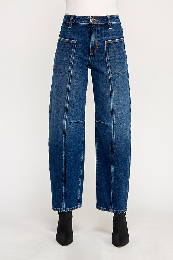 HIGH RISE BALLOON JEANS IN MEDIUM DARK (P-SP-P106CI)