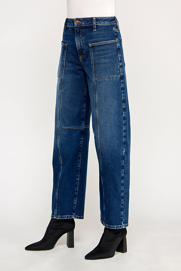 HIGH RISE BALLOON JEANS IN MEDIUM DARK (P-SP-P106CI)
