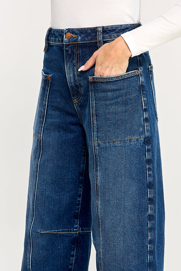 HIGH RISE BALLOON JEANS IN MEDIUM DARK (P-SP-P106CI)