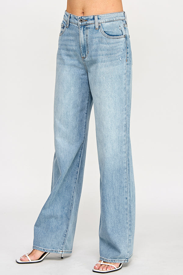 HIGH RISE WIDE LEG JEANS - MEDIUM LIGHT