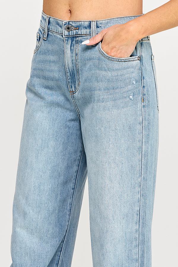 HIGH RISE WIDE LEG JEANS - MEDIUM LIGHT