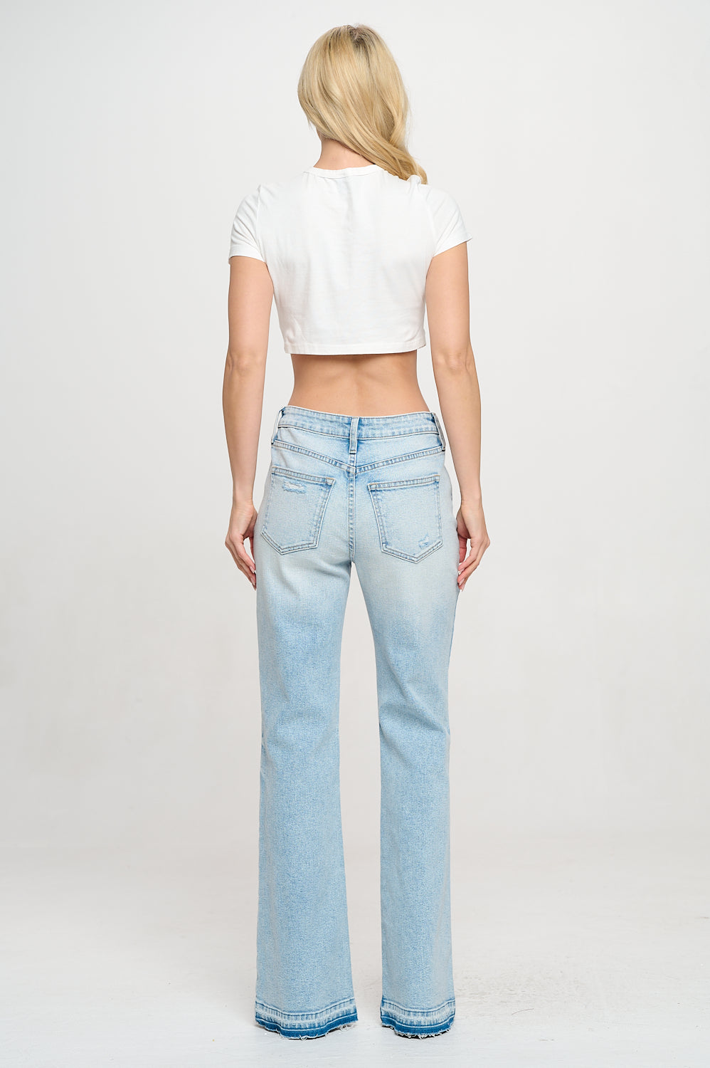 ♡20% OFF♡ HIGH RISE COMFORT STRETCH FLARE JEANS WITH RELEASE HEM IN SUPER LIGHT
