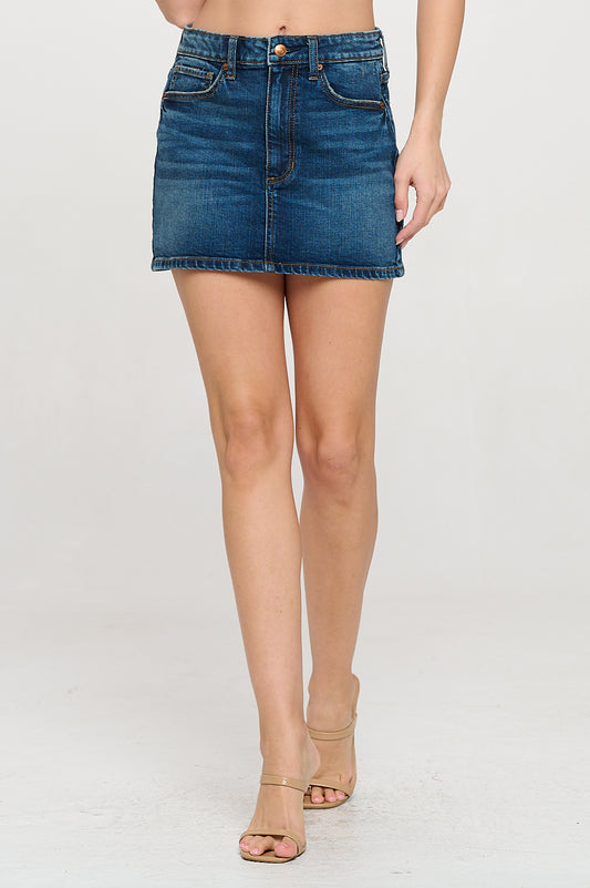 ★NEW★ HIGH RISE DENIM MINI SKIRT IN DARK WASH