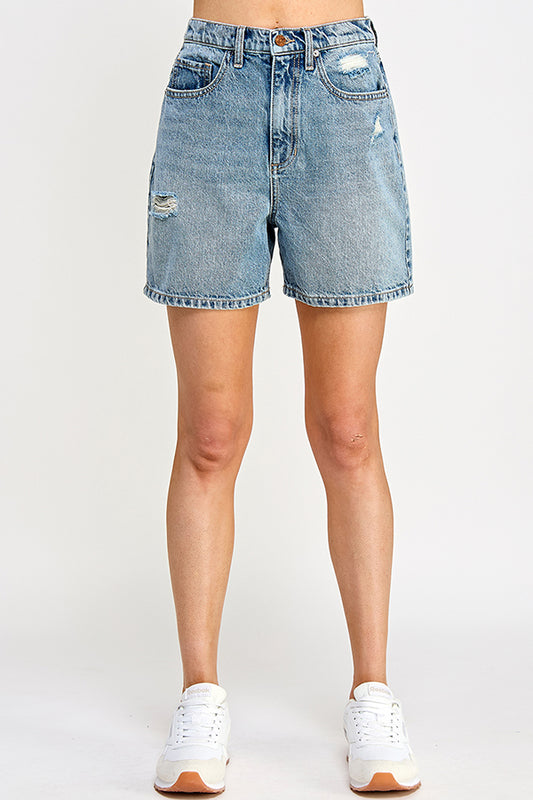♡20% OFF♡ HIGH RISE BAGGY SHORTS WITH SLIGHT DISTRESS IN LIGHT VINTAGE